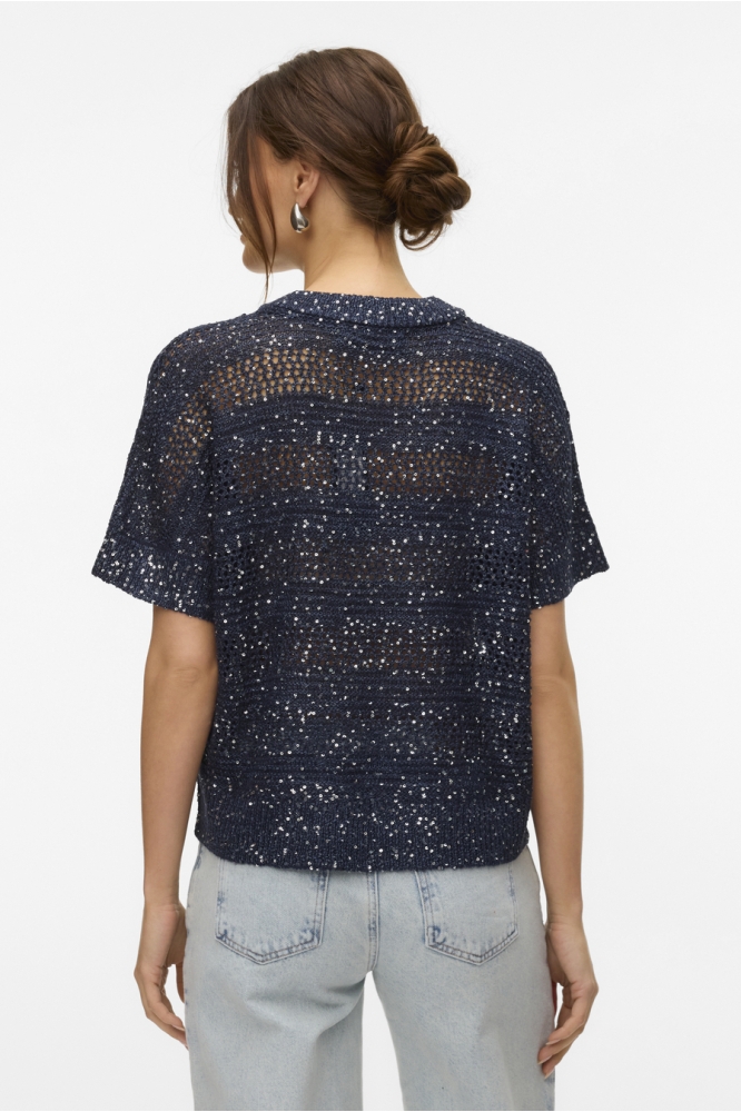 Vero Moda blauwe dames trui | Model achteraanzicht