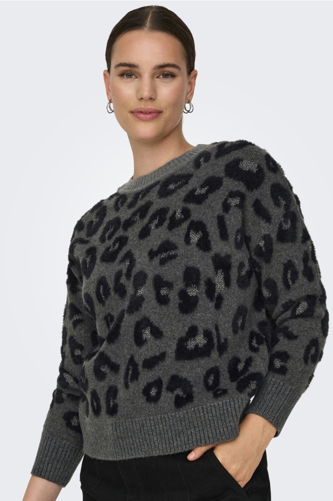 Only grijze dames trui | Model vooraanzicht
