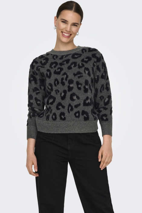 Only grijze dames trui | Model vooraanzicht