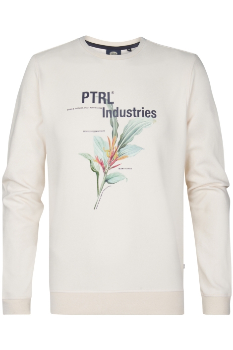 Petrol Industries beige heren sweater | Vooraanzicht