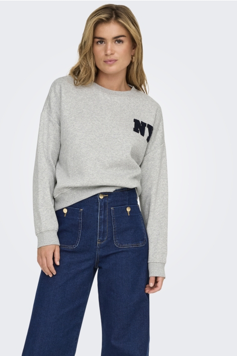 Only grijze dames sweater | Model vooraanzicht