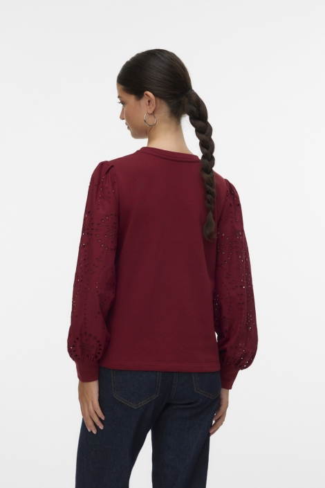 Vero Moda bordeaux dames sweater | Model achteraanzicht