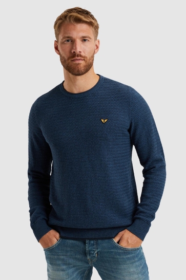 PME legend Trui TRUI VAN KATOEN MOULINE PKW2411330 5054 TRUE NAVY