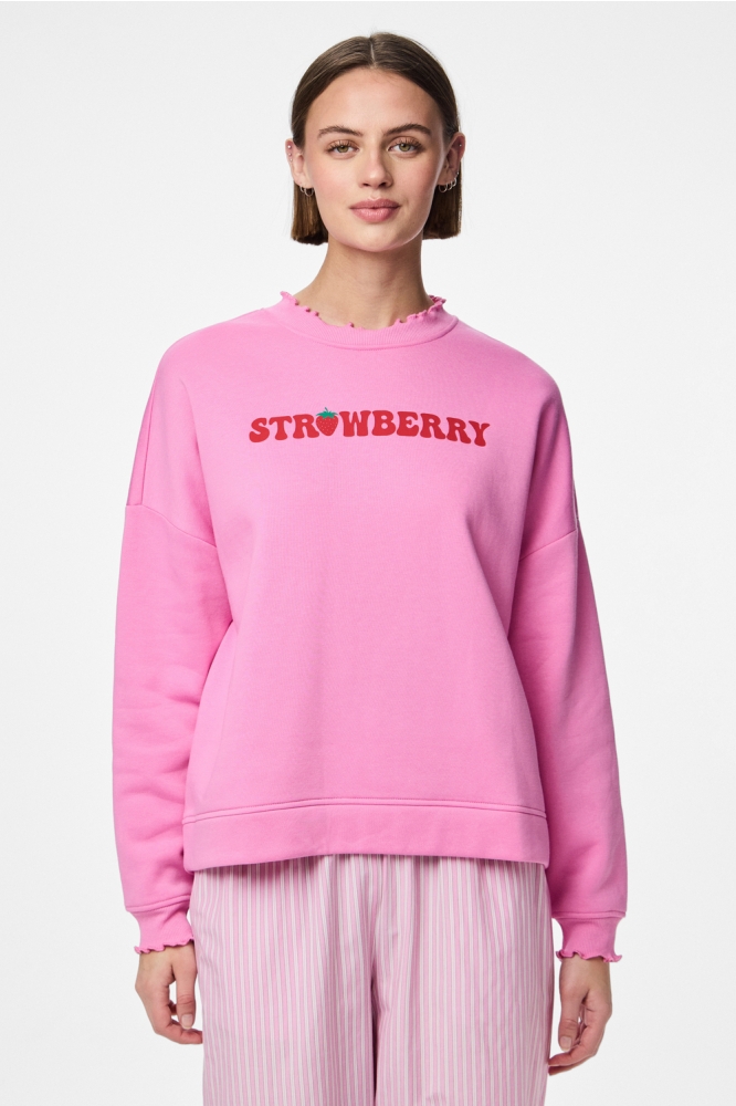 Pieces roze dames sweater | Model vooraanzicht
