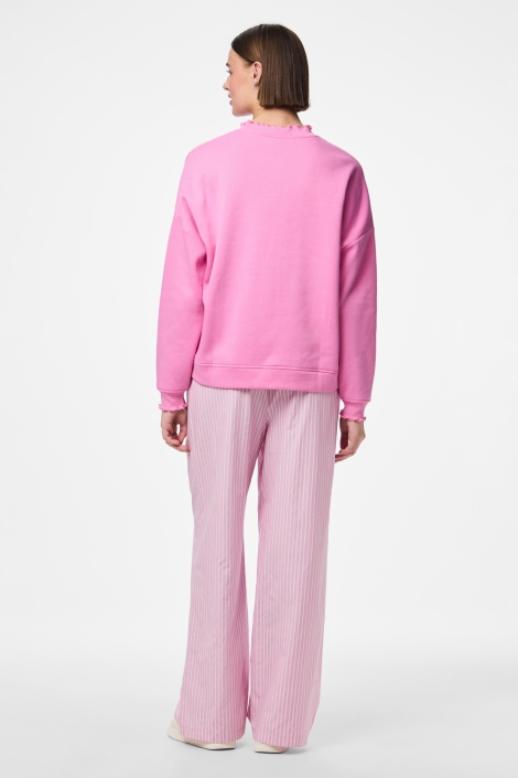 Pieces roze dames sweater | Model achteraanzicht