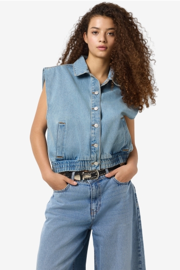 Noisy may Vest NMELSIE S/L BOMBER DENIM VEST VI583 27034307 LIGHT BLUE DENIM