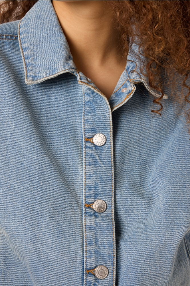 Noisy may blauwe dames gilet | Close up