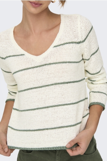 Only Trui ONLGEENA L/S V-NECK KNT NOOS 15340862 Cloud Dancer/W. Lily Pad