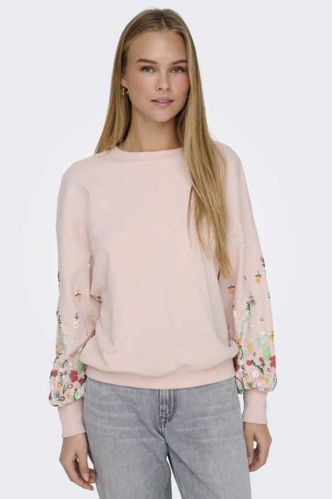 Only roze dames sweater | Model vooraanzicht