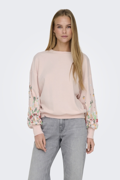 Only roze dames sweater | Model vooraanzicht