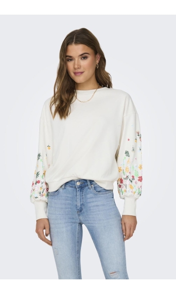 ONLBROOKE L/S O-NECK FLOWER SWT NOO 15216364 CLOUD DANCER