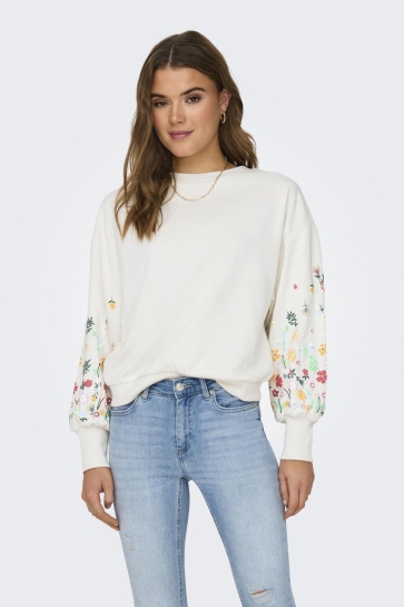 Only ONLBROOKE L/S O-NECK FLOWER SWT NOO 15216364 CLOUD DANCER