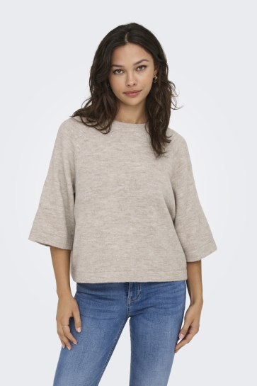 Only ONLSIMONI 3/4 PULLOVER KNT NOOS 15333199 PUMICE STONE/MELANGE