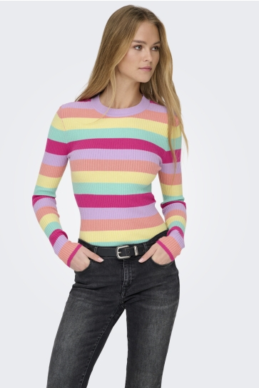 Only Trui ONLLOUISA L/S PULLOVER KNT NCA 15344579 LAVENDULA/W CORAL H