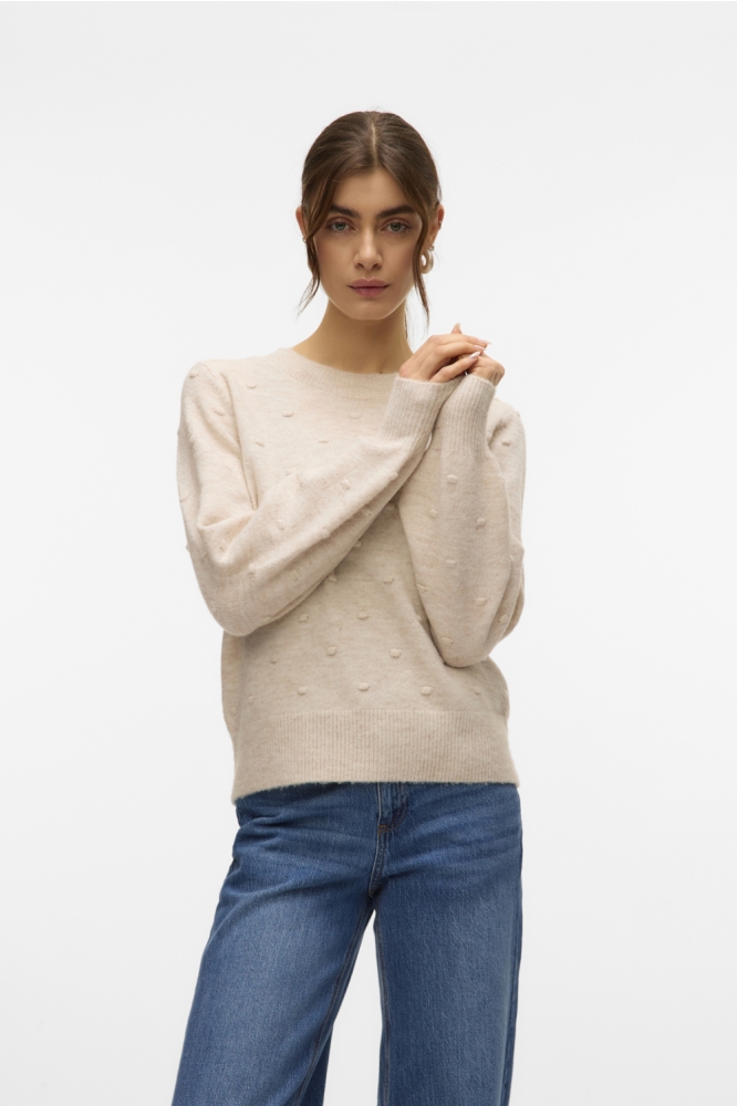 Vero Moda beige dames trui | Model vooraanzicht