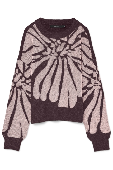 Vero Moda VMTARI SHINE LS O-NECK PULLOVER BOO 10331584 Winetasting/W.PINK