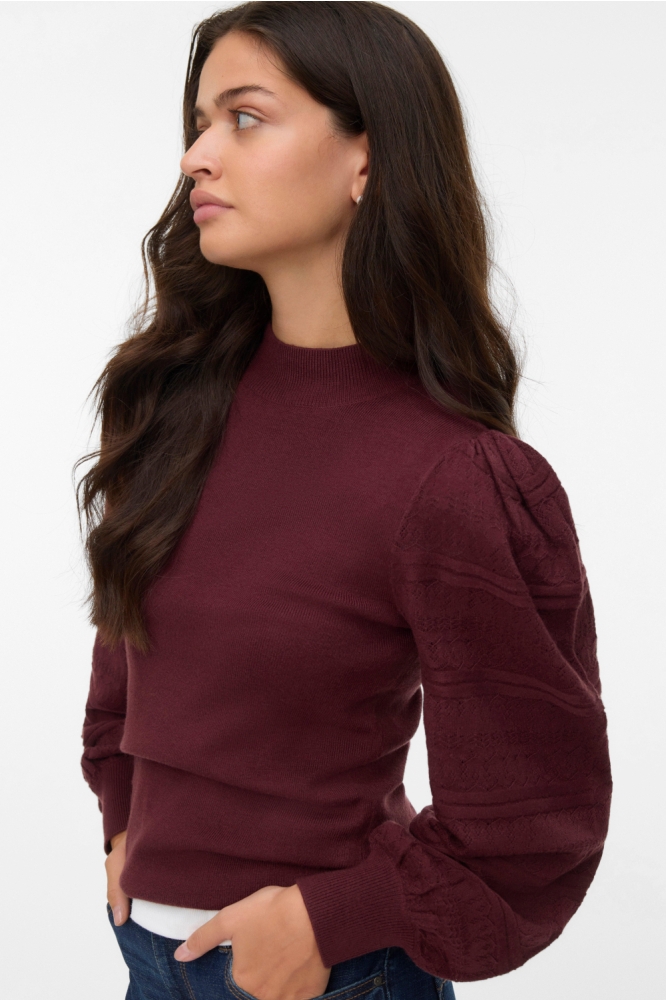 Vero Moda bordeaux dames trui | Model zijaanzicht