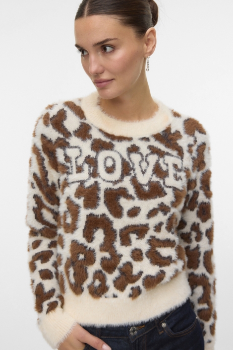 Vero Moda beige dames trui | Model vooraanzicht