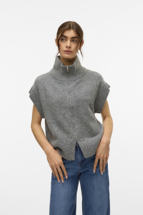Vero Moda grijze dames gilet | Model vooraanzicht