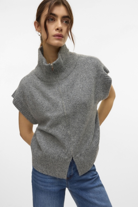 Vero Moda grijze dames gilet | Model vooraanzicht