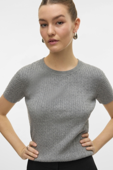 Vero Moda T-shirt VMMIRLA SS O-NECK PULLOVER BOO 10331436 Medium Grey Melange