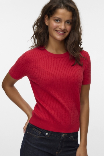 Vero Moda T-shirt VMMIRLA SS O-NECK PULLOVER BOO 10331436 Ribbon Red