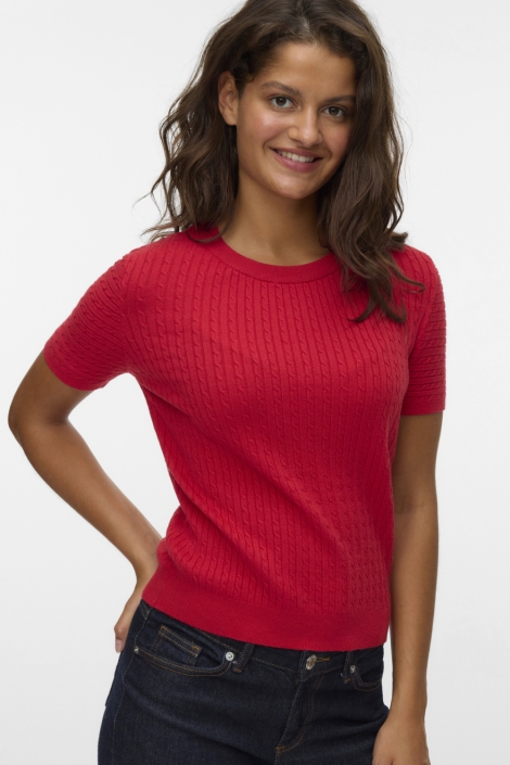 Vero Moda rode dames t-shirt | Model vooraanzicht