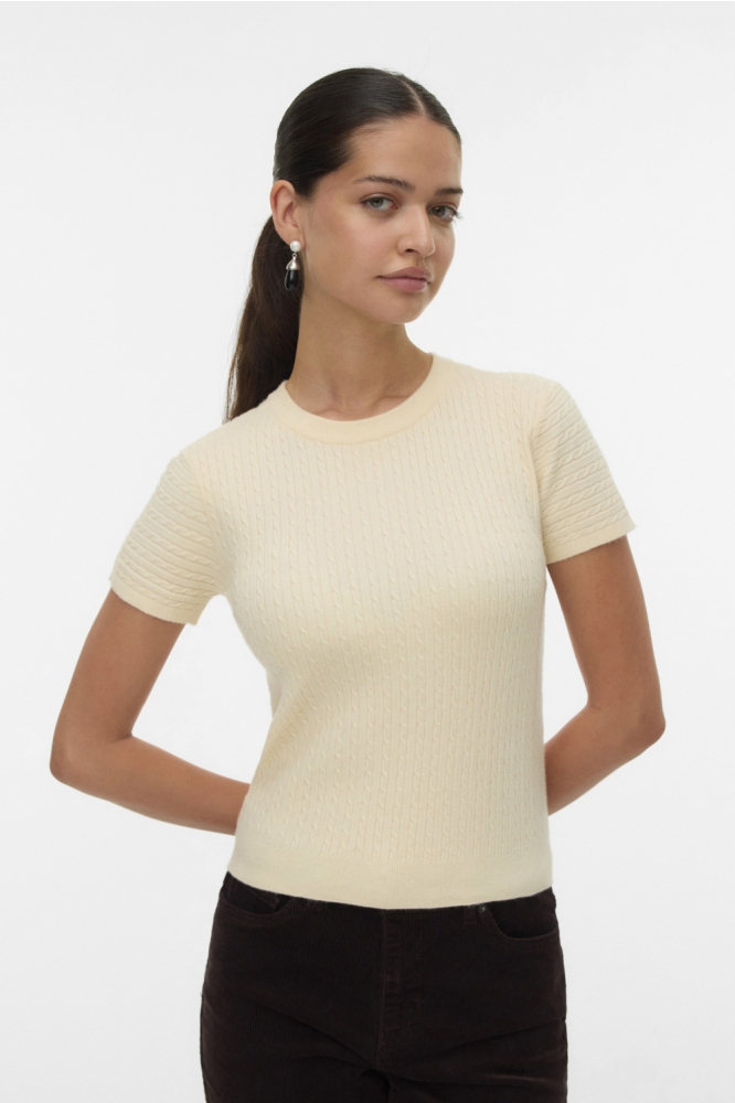 Vero Moda beige dames t-shirt | Model achteraanzicht