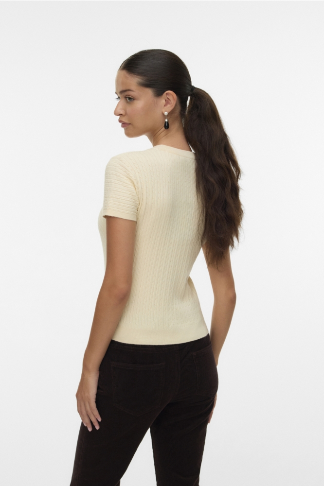 Vero Moda beige dames t-shirt | Model achteraanzicht