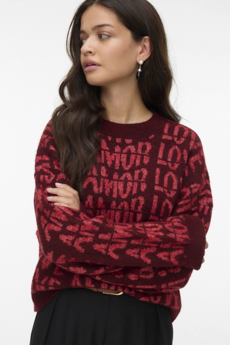Vero Moda bordeaux dames trui | Model vooraanzicht