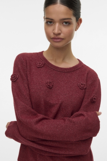 Vero Moda Trui VMROSE LS O-NECK PULLOVER BOO 10331434 SYRAH/MELANGE