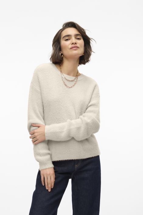 Vero Moda ecru dames trui | Model vooraanzicht