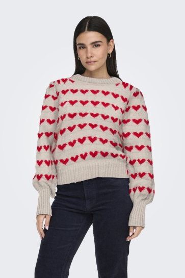 Jacqueline de Yong JDYSIGRID LIFE L/S ON PUFF PULL KNT 15304813 CEMENT/W. MARS RE