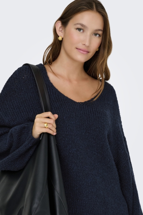 Jacqueline de Yong blauwe dames trui | Model vooraanzicht