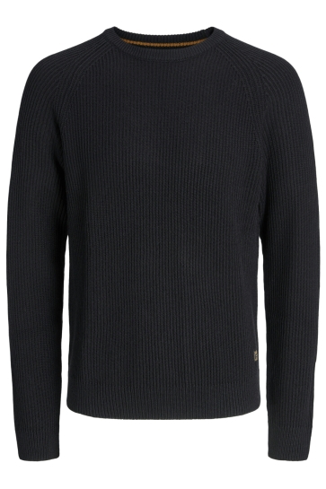 Jack & Jones Trui JJPANNEL KNIT CREW NECK AW25 12278916 BLACK