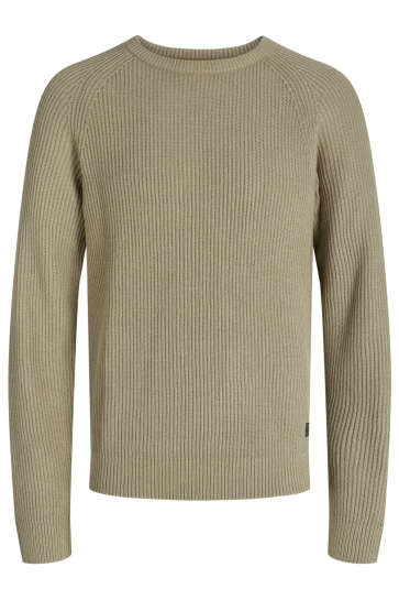 Jack & Jones Trui JJPANNEL KNIT CREW NECK AW25 12278916 CROCKERY