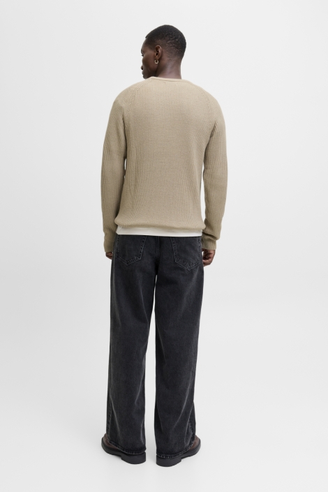 Jack & Jones beige heren trui | Model achteraanzicht