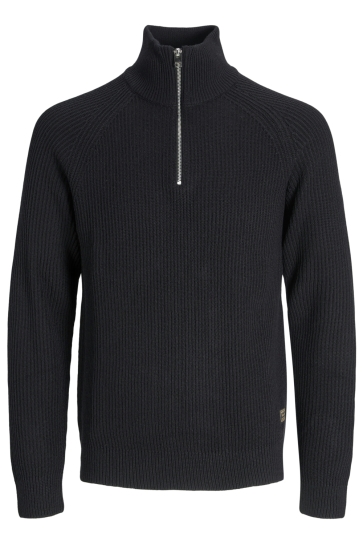 Jack & Jones Trui JJPANNEL KNIT HALF ZIP AW25 12278919 Black