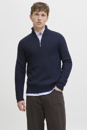 Jack & Jones Trui JJPANNEL KNIT HALF ZIP AW25 12278919 SKY CAPTAIN