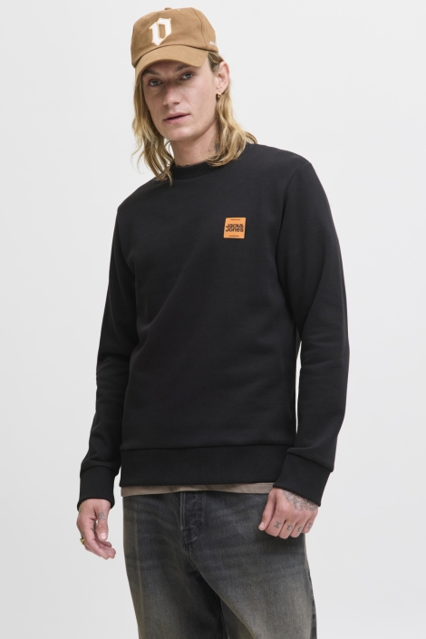 Jack & Jones zwarte heren sweater | Model vooraanzicht