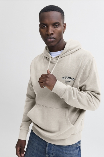 Jack & Jones Trui JJYUKI SWEAT HOOD BF 12278611 MOONBEAM/SMALL PRINT