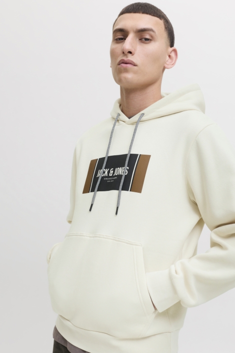 Jack & Jones beige heren sweater | Model vooraanzicht