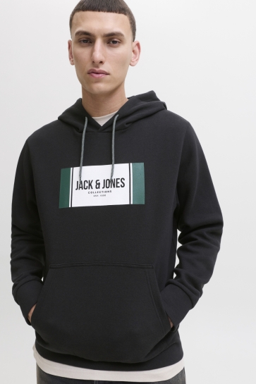 Jack & Jones Trui JJHAYATO SWEAT HOOD BTS 12278614 Black