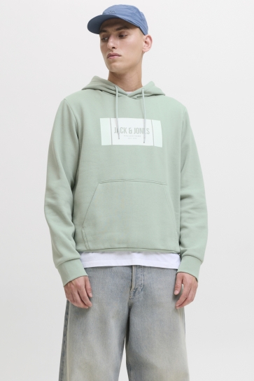 Jack & Jones Trui JJHAYATO SWEAT HOOD BTS 12278614 Iceberg Green
