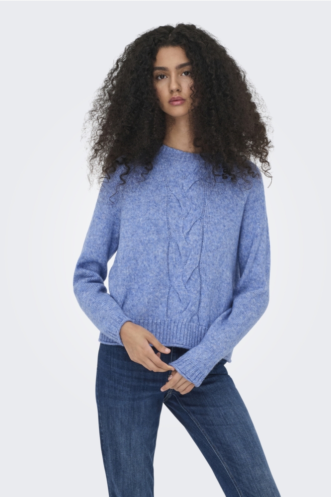 Jacqueline de Yong blauwe dames trui | Model vooraanzicht
