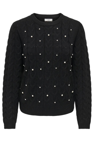 Jacqueline de Yong JDYCARMEN L/S O-NECK PEARL PULLOVER 15347819 BLACK/WHITE PEAR