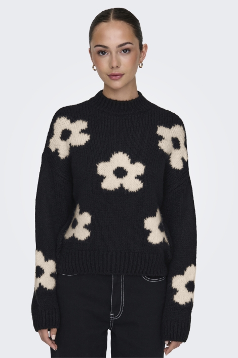 Jacqueline de Yong zwarte dames trui | Model vooraanzicht