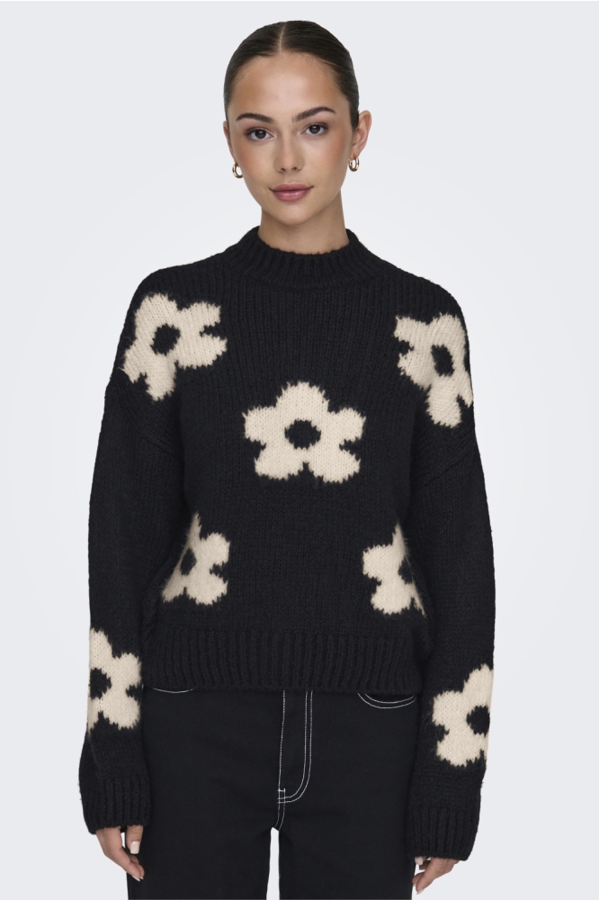 Jacqueline de Yong zwarte dames trui | Model vooraanzicht