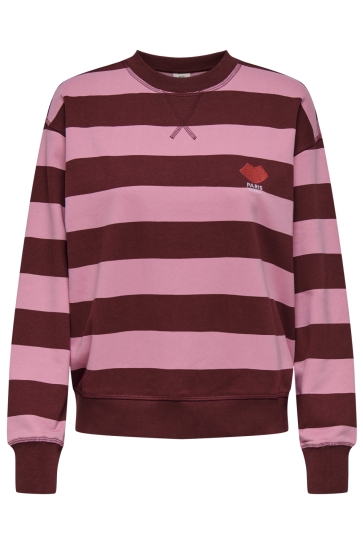 Jacqueline de Yong Trui JDYBOOGIE L/S SWEAT JRS 15320335 Cashmere Rose/CABERNET STRIPES