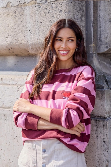 Jacqueline de Yong JDYBOOGIE L/S SWEAT JRS 15320335 Cashmere Blue/CABERNET STRIPES